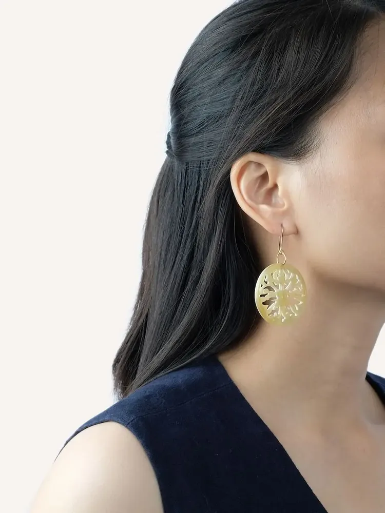 Jewelry - Calais lace earrings in African white horn - Marbled blond horn - L INDOCHINEUR X RIVÊT
