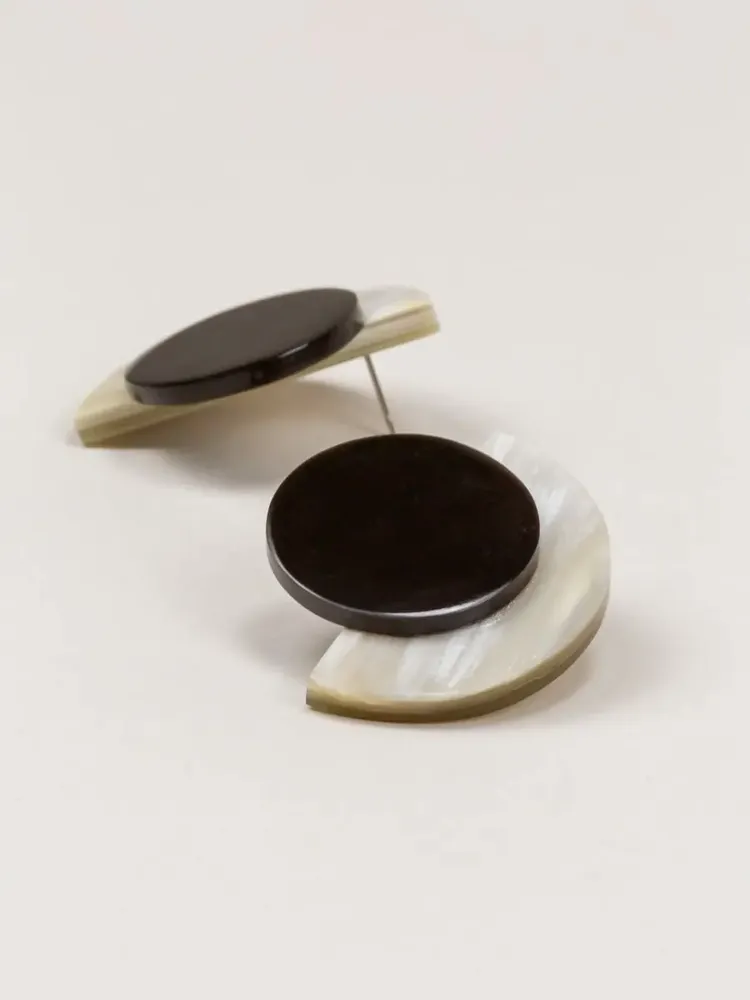 Jewelry - Terrace clip-on earrings in blond horn and orange - Multicolour - L INDOCHINEUR X RIVÊT