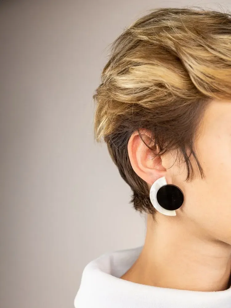 Jewelry - Terrace clip-on earrings in blond horn and orange - Multicolour - L INDOCHINEUR X RIVÊT