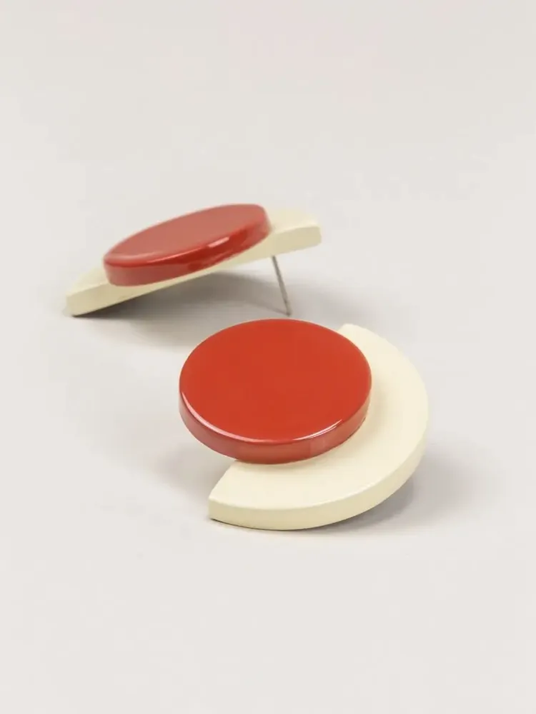 Jewelry - Terrace clip-on earrings in blond horn and orange lacquer - Green - L INDOCHINEUR X RIVÊT