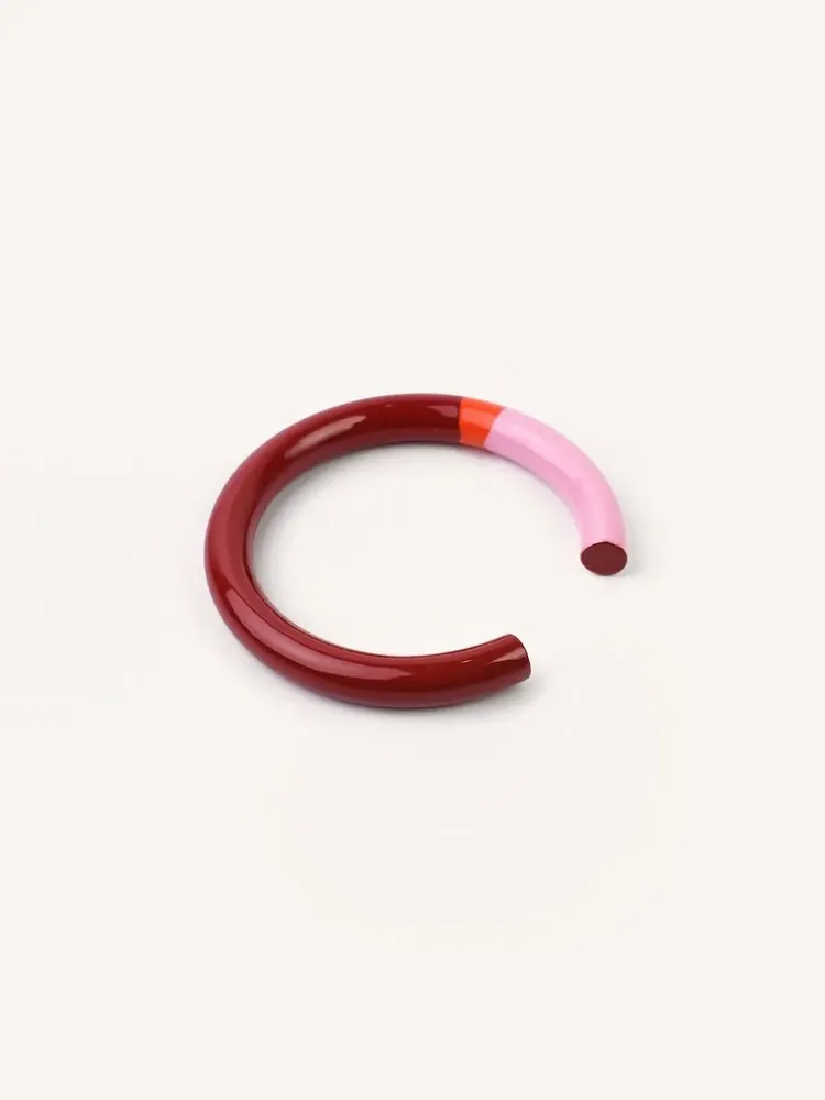 Bracelets - Fine cuff, lacquered wood, terracotta red, pink, - Multicolour - L INDOCHINEUR X RIVÊT