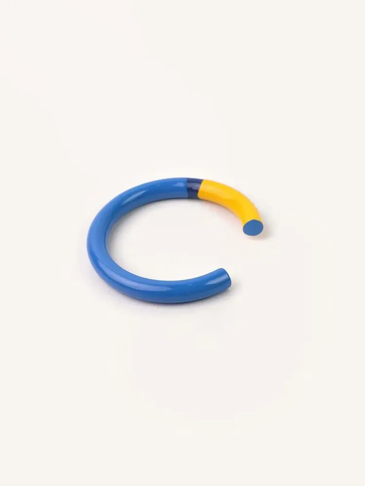 Bracelets - Manchette fine bois laqué bleu clair, bleu foncé et - Multicolore - L INDOCHINEUR X RIVÊT