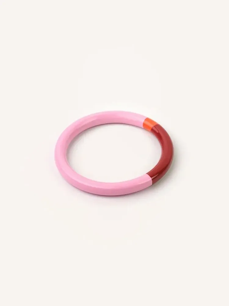 Bracelets - Bracelet rond bois laqué rouge terracotta, rose et - Multicolore - L INDOCHINEUR X RIVÊT