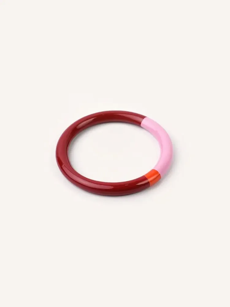 Bracelets - Bracelet rond bois laqué rouge terracotta, rose et - Multicolore - L INDOCHINEUR X RIVÊT