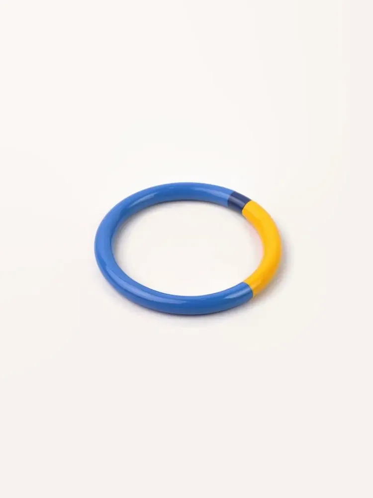 Bracelets - Bracelet rond bois laqué bleu clair, bleu foncé et - Multicolore - L INDOCHINEUR X RIVÊT
