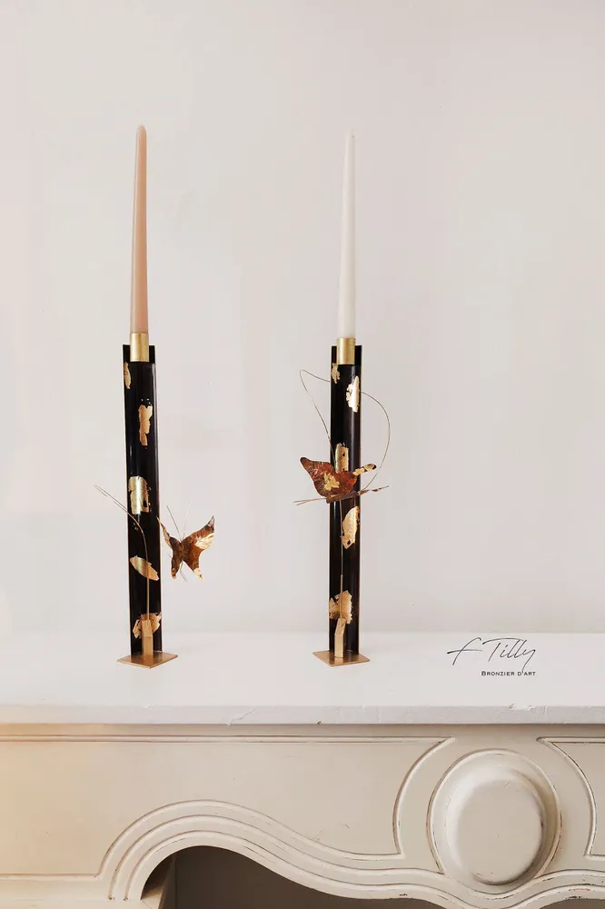 Decorative objects - Old bronze BUTTERFLY VEILLEUR candle holder - FRÉDÉRIQUE TILLY