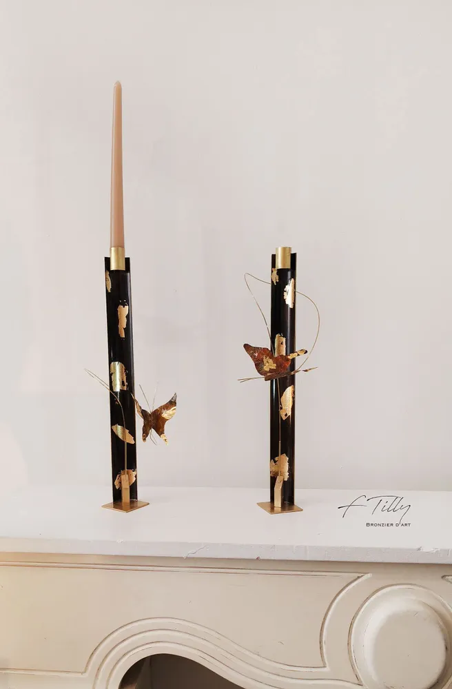 Decorative objects - Old bronze BUTTERFLY VEILLEUR candle holder - FRÉDÉRIQUE TILLY