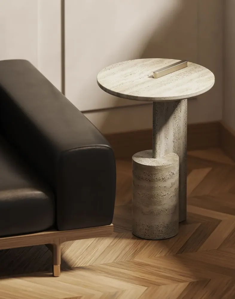 Other tables - On –  Side Table in Roman Travertine - PISTORE MARMI