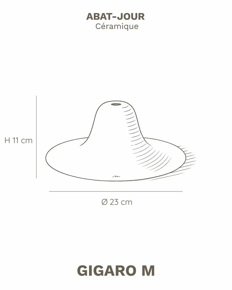 Hanging lights - Gigaro M - Raw ceramic pendant light Ø23 cm – Chaux Blanche - MASAME