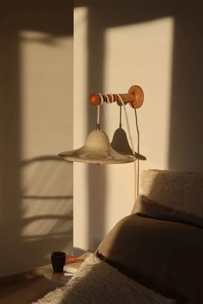 Hanging lights - SOLLIÈS - Solid wood portable lamp wall hook – Light oak - MASAME