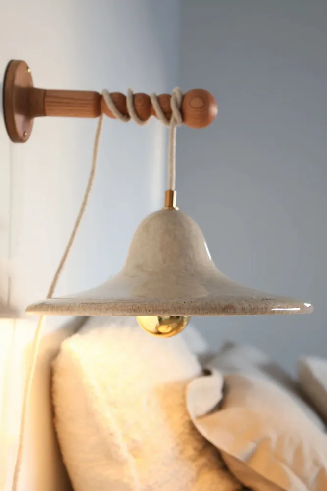 Hanging lights - SOLLIÈS - Solid wood portable lamp wall hook – Light oak - MASAME