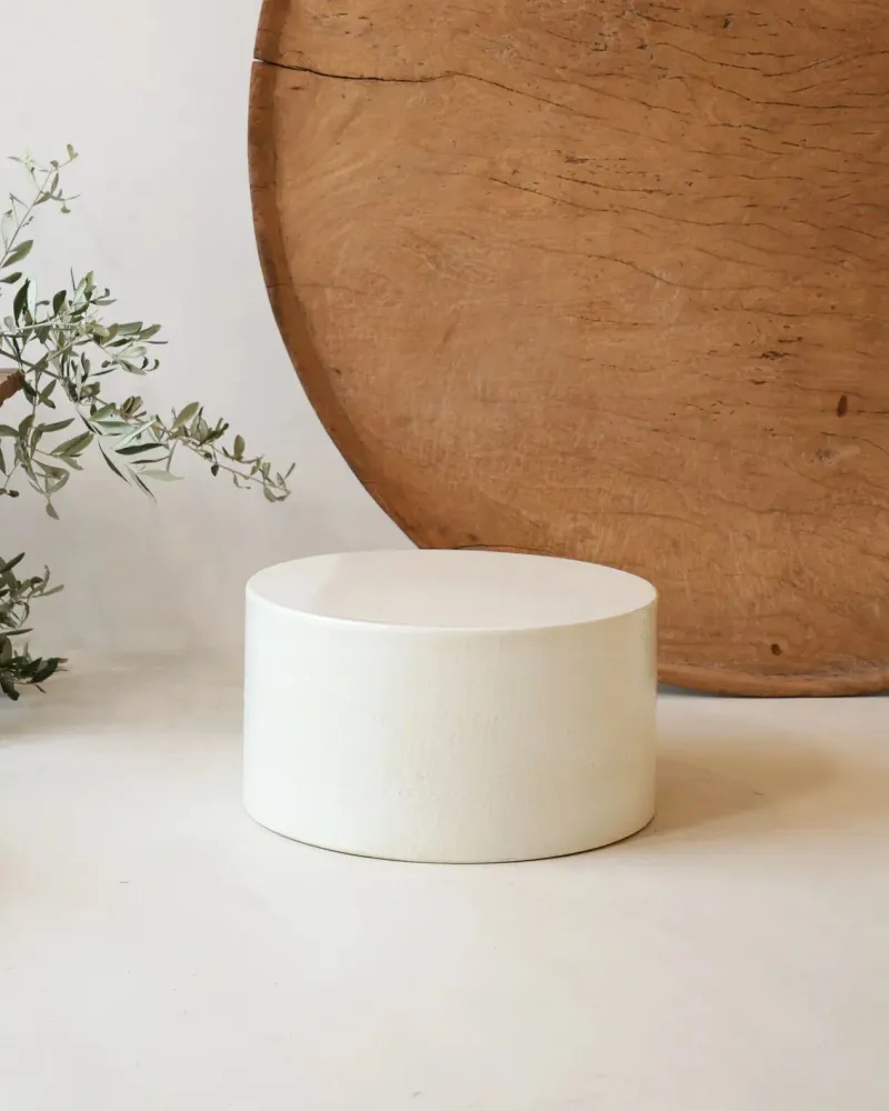 Coffee tables - ENDOUME - Round ceramic coffee table – S - Ø47 H25 cm – Calcaire - MASAME