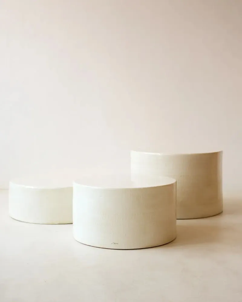 Coffee tables - ENDOUME - Round ceramic coffee table – S - Ø47 H25 cm – Calcaire - MASAME