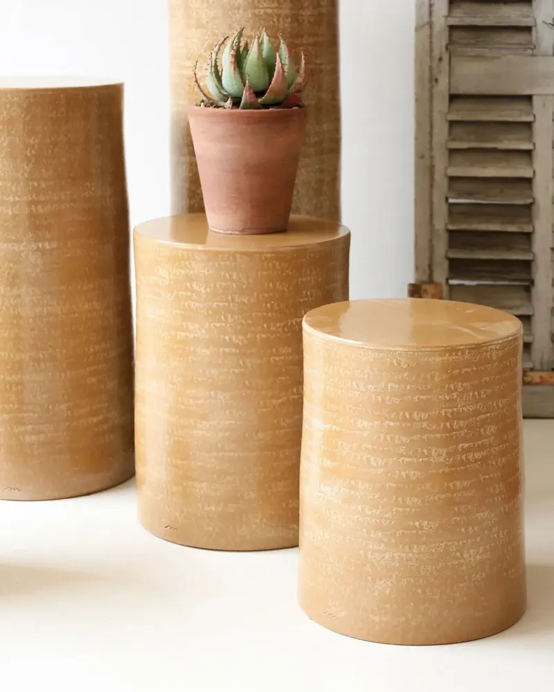 Night tables - ROUCAS - Ceramic side table – S - Ø31 H40 cm – Ambre - MASAME