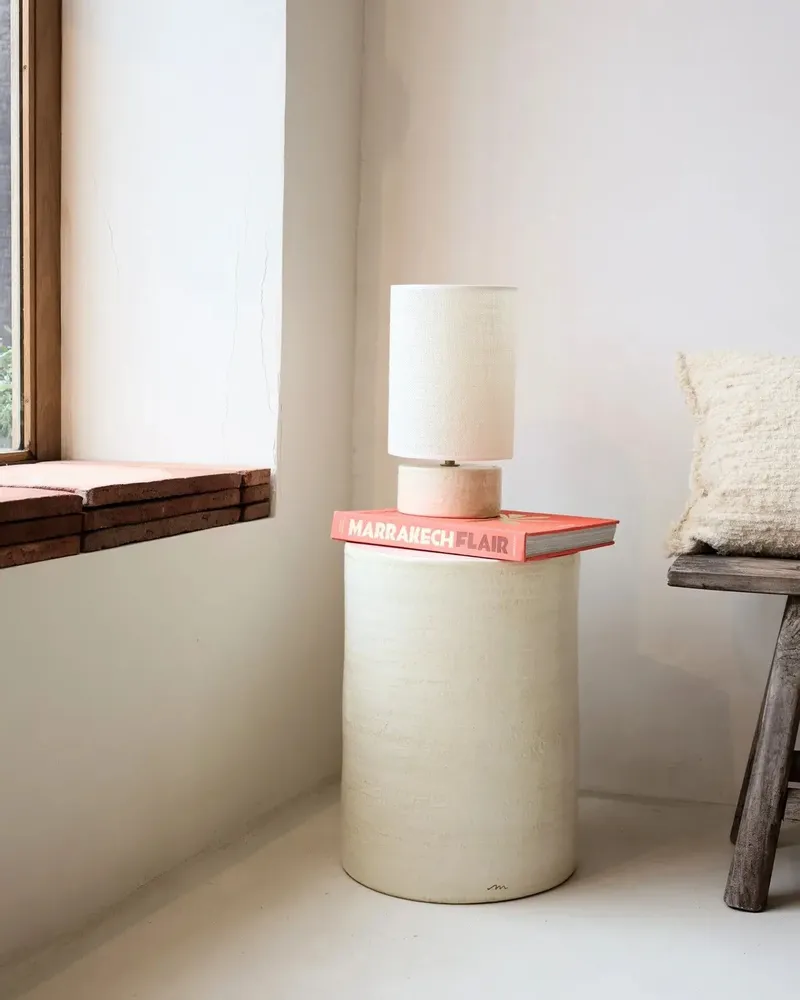 Night tables - ROUCAS - Ceramic side table – S - Ø31 H40 cm – Calcaire - MASAME
