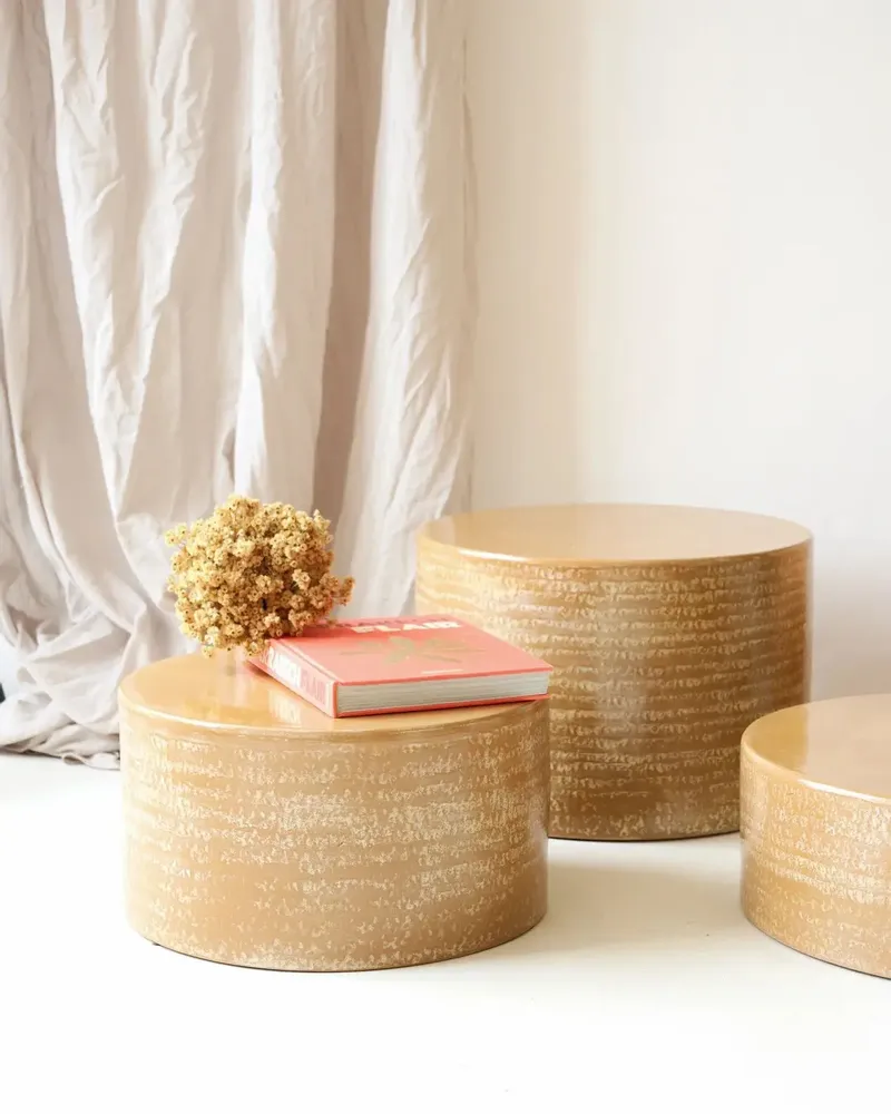 Coffee tables - ENDOUME - Round ceramic coffee table – S - Ø47 H25 cm – Ambre - MASAME