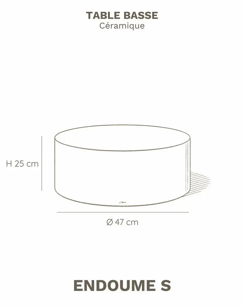 Tables basses - ENDOUME - Table Basse Ronde Céramique – S - Ø47 H25 cm – Safran - MASAME