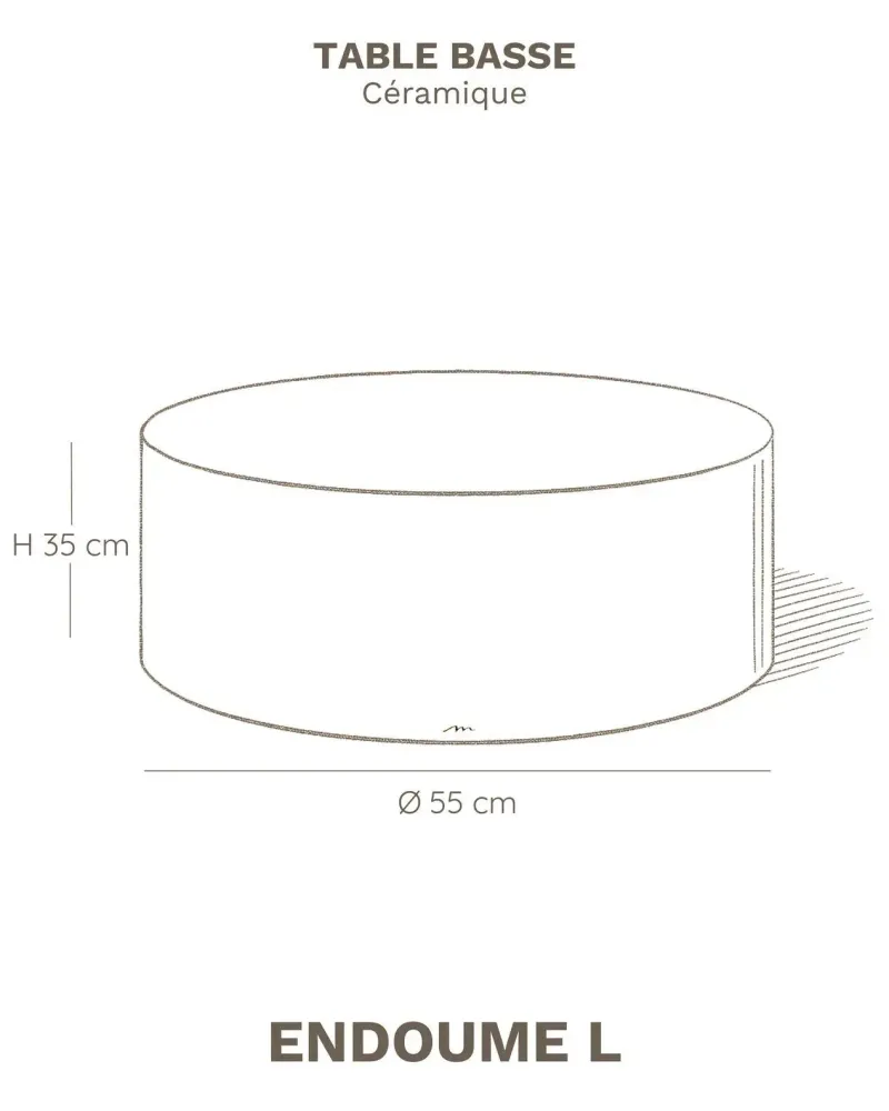 Tables basses - ENDOUME - Table Basse Ronde Céramique – L - Ø55 H35 cm – Ambre - MASAME