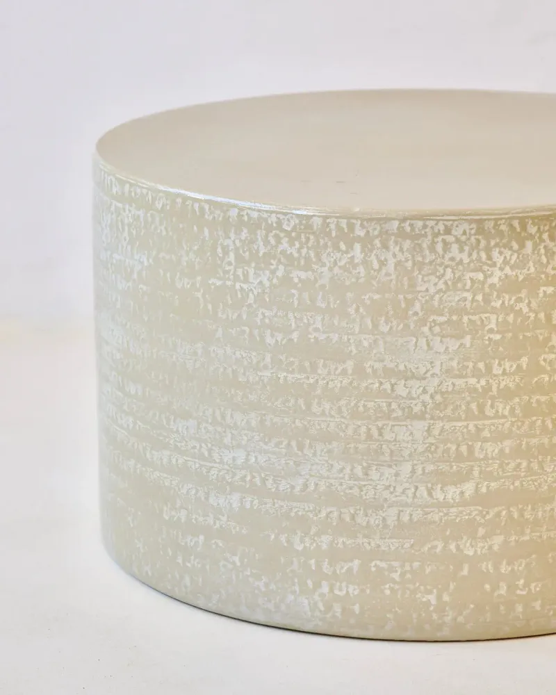 Coffee tables - ENDOUME - Round ceramic coffee table – L - Ø55 H35 cm – Lin - MASAME