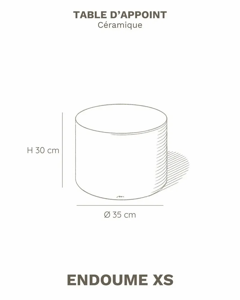 Tables basses - ENDOUME - Table Basse Ronde Céramique – XS - Ø35 H30 cm – Lin - MASAME