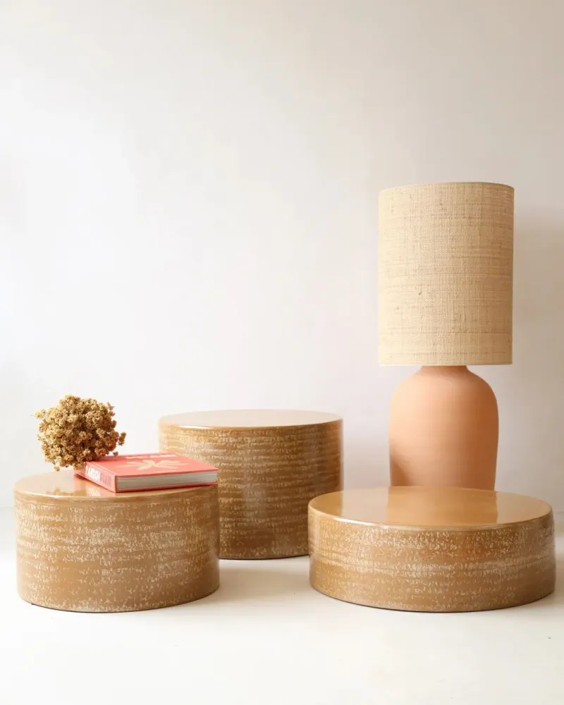 Tables basses - ENDOUME - Table Basse Ronde Céramique – XS - Ø35 H30 cm – Ambre - MASAME