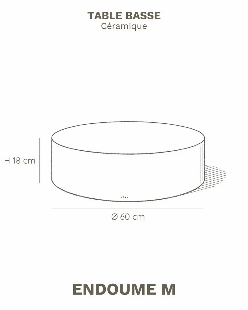 Coffee tables - ENDOUME - Round ceramic coffee table – M - Ø60 H18 cm – Calcaire - MASAME