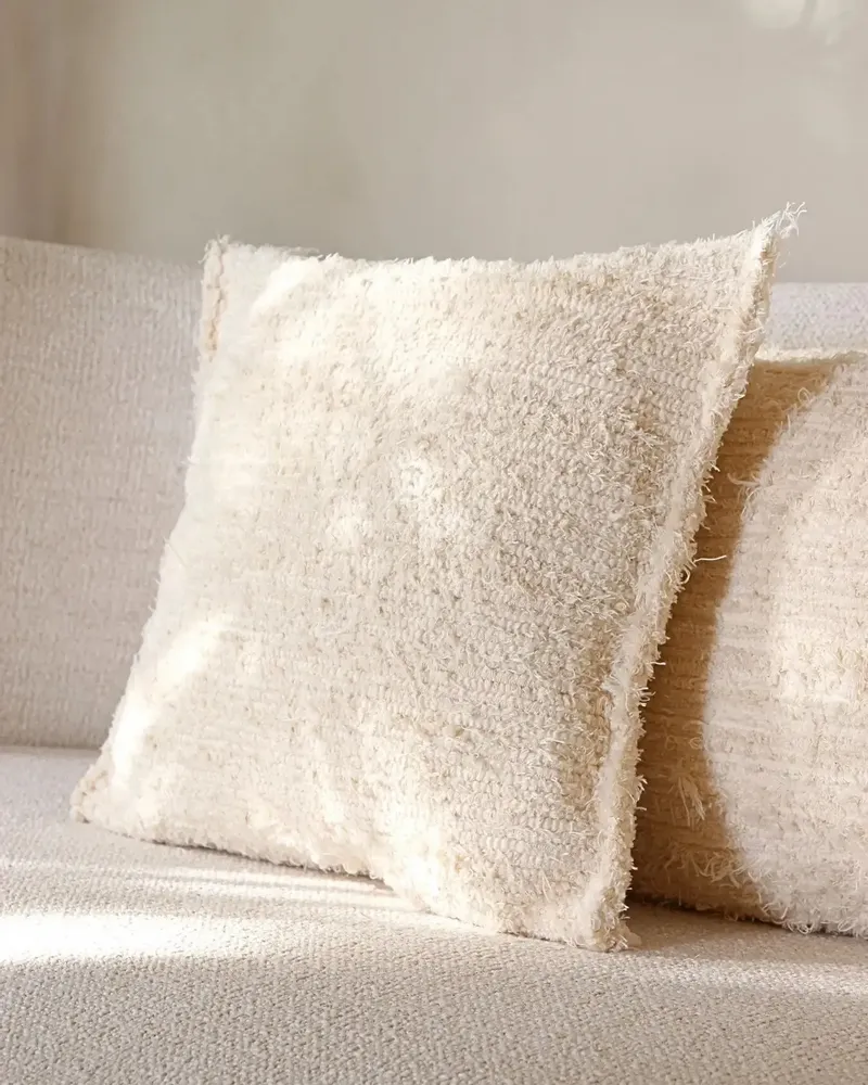 Coussins - GAOU - Coussin Coton Recyclé Blanc – Carré 50×50 - MASAME