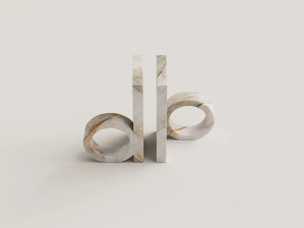 Design objects - Ring Mini - Set of 2 Calacatta Macchia Vecchia  Marble Bookends - PISTORE MARMI