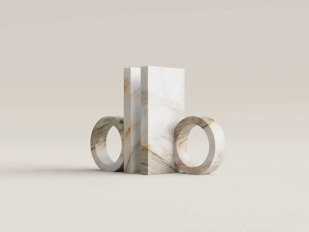 Design objects - Ring Mini - Set of 2 Calacatta Macchia Vecchia  Marble Bookends - PISTORE MARMI