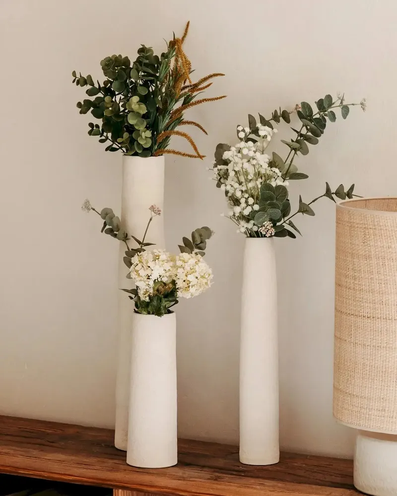 Vases - SORRENTE - Sandy white earthenware vase – L - Ø11.5 H60 cm - MASAME