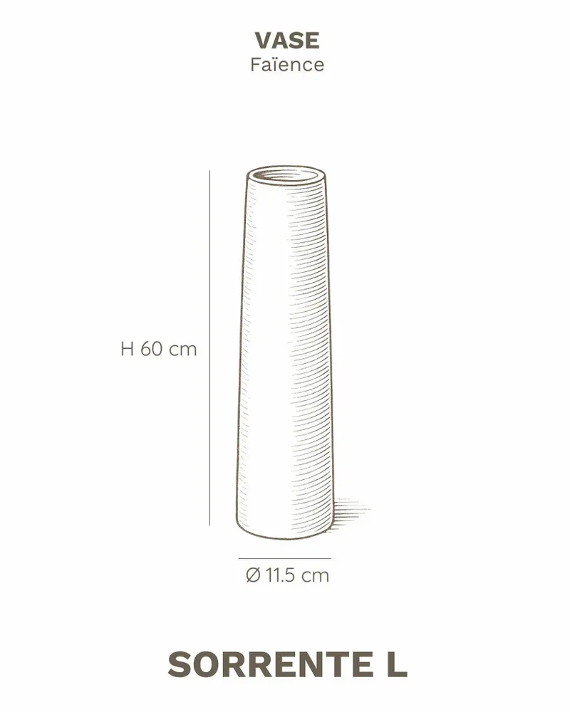 Vases - SORRENTE - Sandy white earthenware vase – L - Ø11.5 H60 cm - MASAME