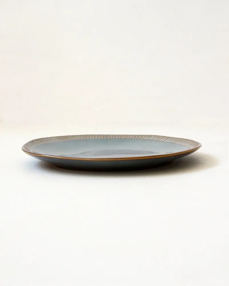 Everyday plates - GAUDINA - Large round stoneware plate – Iode - MASAME