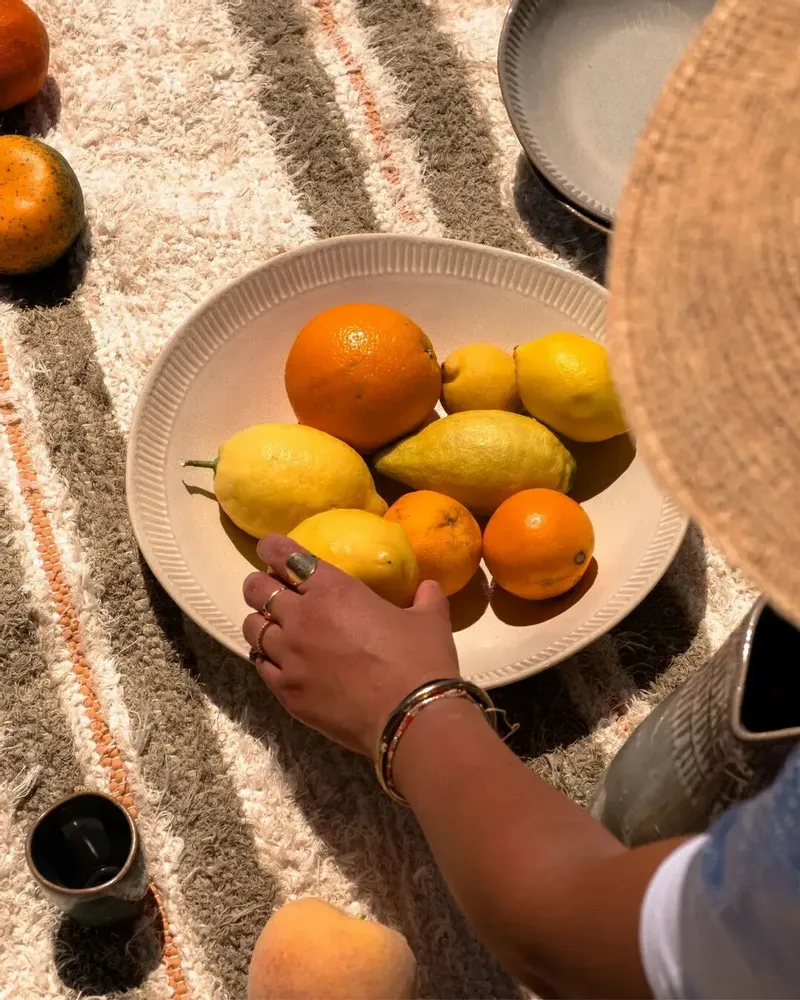 Platter and bowls - GAUDINA - Large stoneware serving dish – Dune - MASAME