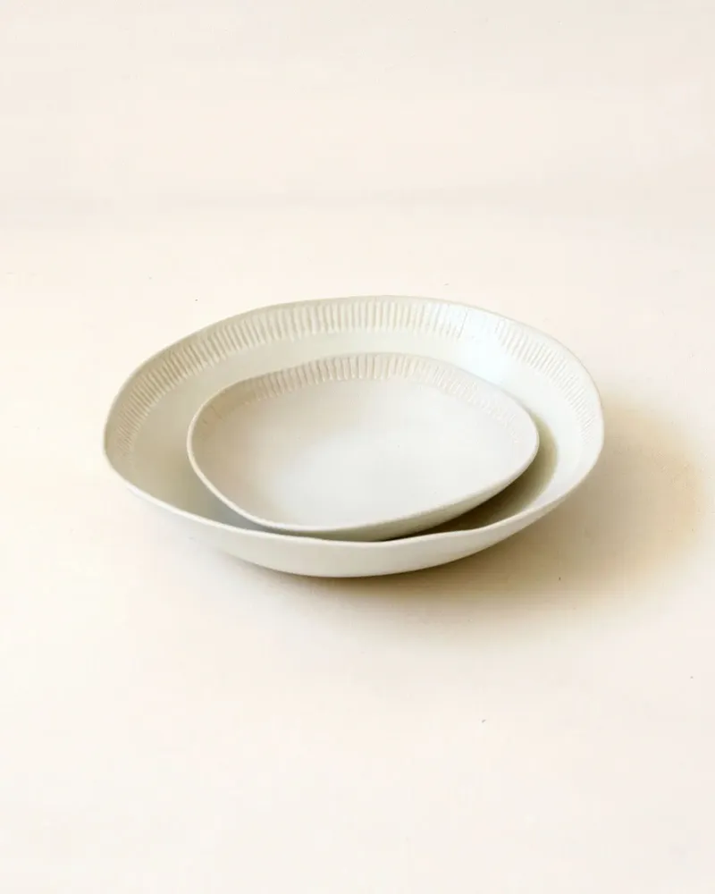 Platter and bowls - GAUDINA - Large stoneware serving dish – Dune - MASAME