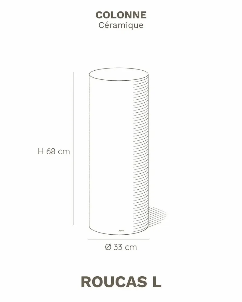 Tables de nuit - ROUCAS - Table d'Appoint Céramique – L - Ø33 H68 cm – Calcaire - MASAME