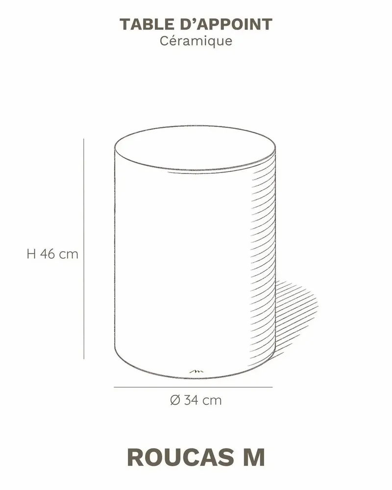 Tables de nuit - ROUCAS - Table d'Appoint Céramique – M - Ø34 H46 cm – Safran - MASAME