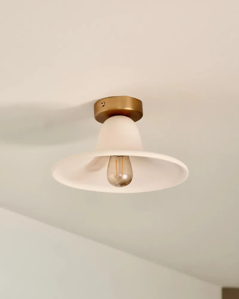 Wall lamps - Gigaro M - Raw ceramic wall light Ø23 cm – Chaux Blanche - MASAME