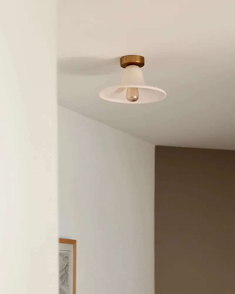 Wall lamps - Gigaro M - Raw ceramic wall light Ø23 cm – Chaux Blanche - MASAME