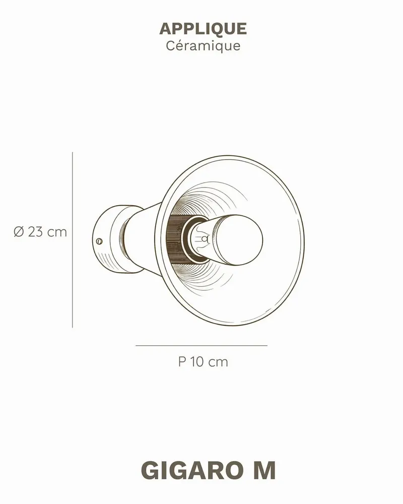 Wall lamps - Gigaro M - Glazed ceramic wall light Ø23 – Romarin - MASAME