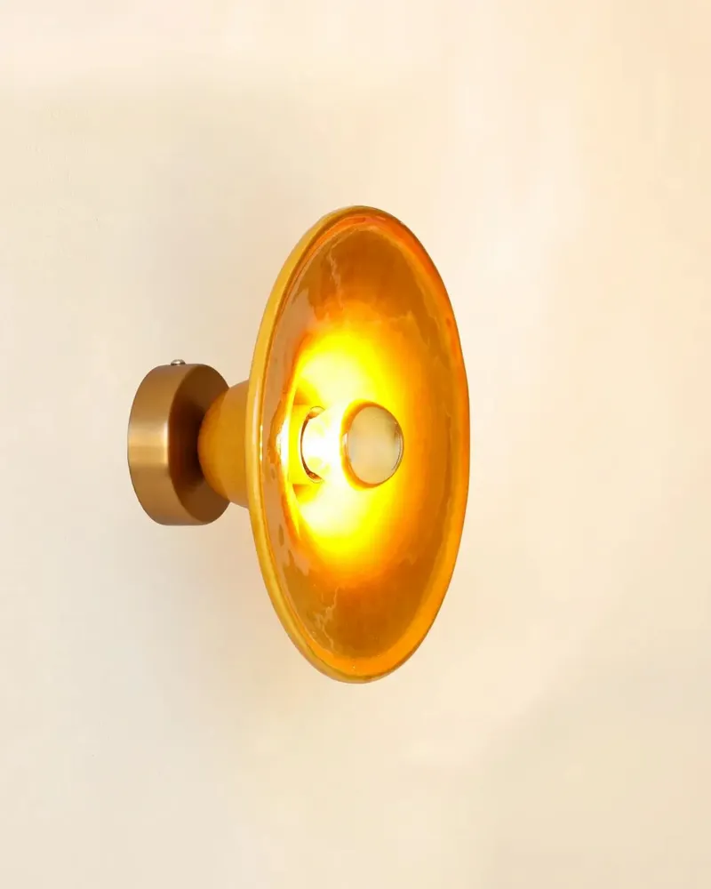 Wall lamps - Gigaro M - Glazed ceramic wall light Ø23 – Miel - MASAME