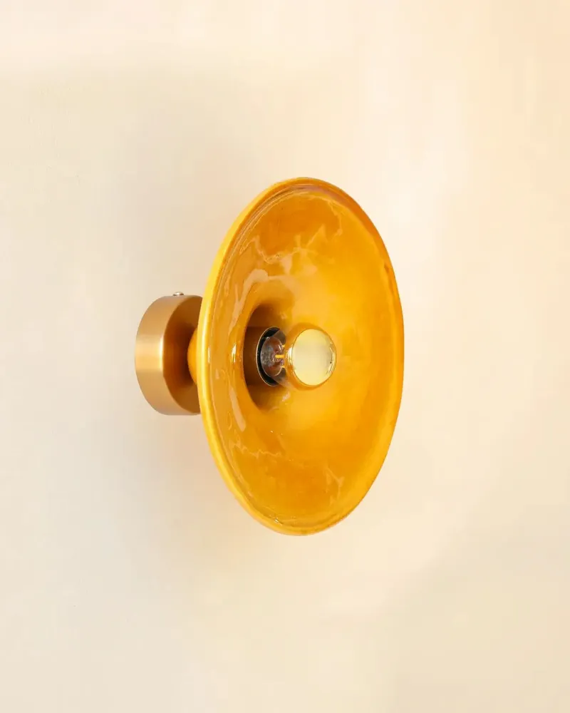 Wall lamps - Gigaro M - Glazed ceramic wall light Ø23 – Miel - MASAME