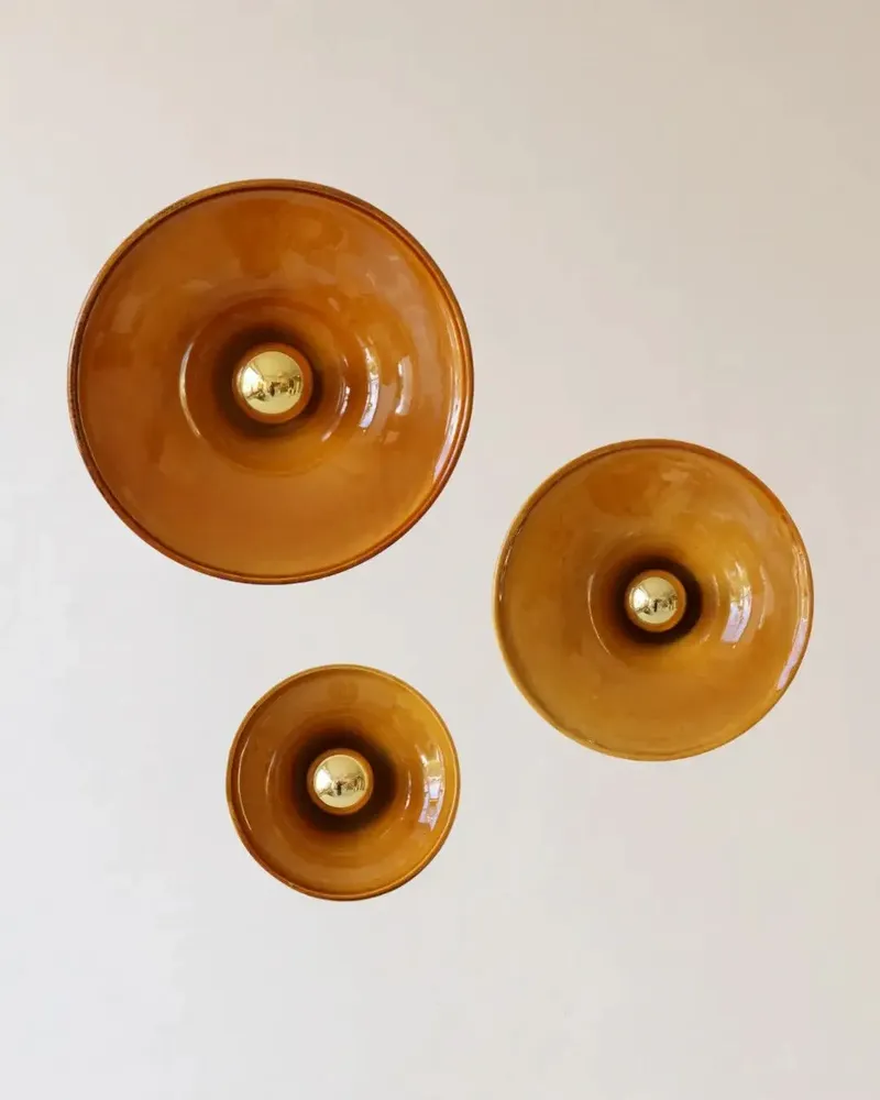 Wall lamps - Gigaro M - Glazed ceramic wall light Ø23 – Miel - MASAME