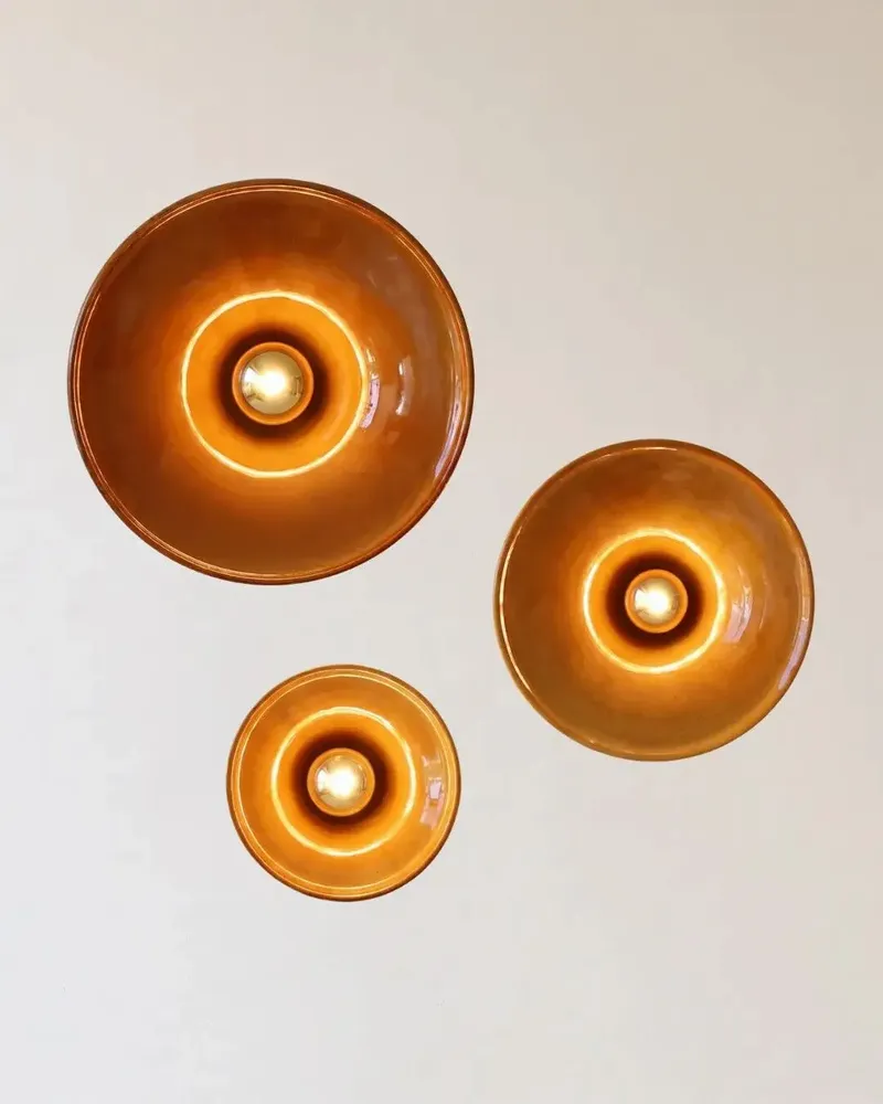 Wall lamps - Gigaro M - Glazed ceramic wall light Ø23 – Miel - MASAME