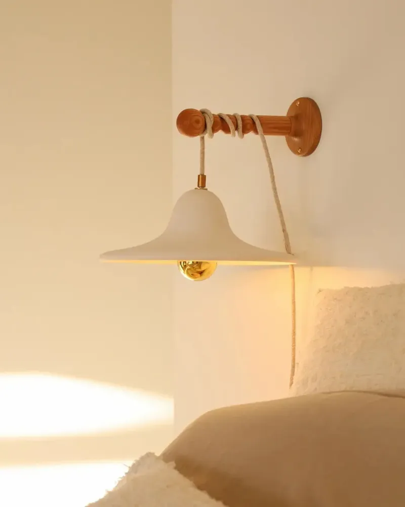 Wall lamps - Gigaro L - Raw ceramic portable lamp Ø30 cm – Chaux Blanche - MASAME