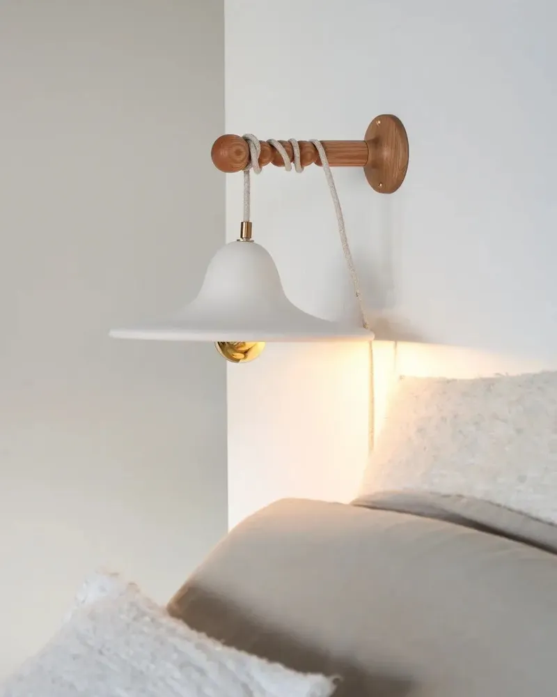 Wall lamps - Gigaro L - Raw ceramic portable lamp Ø30 cm – Chaux Blanche - MASAME