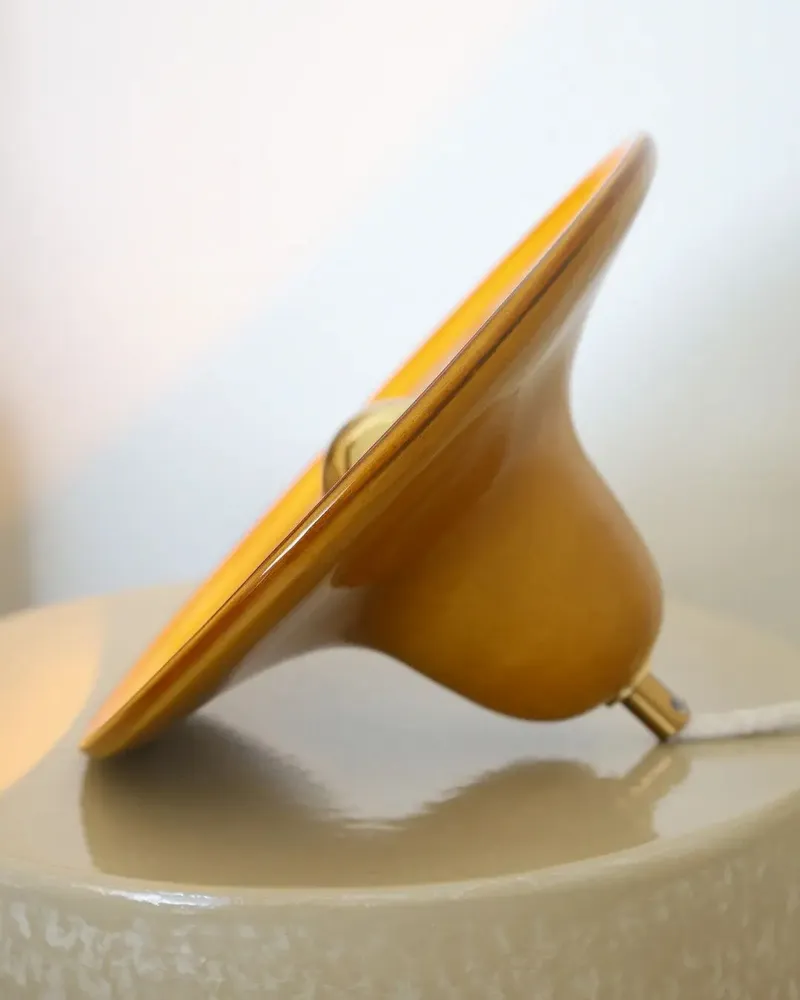 Wall lamps - Gigaro M - Glazed ceramic portable lamp Ø23 – Miel - MASAME