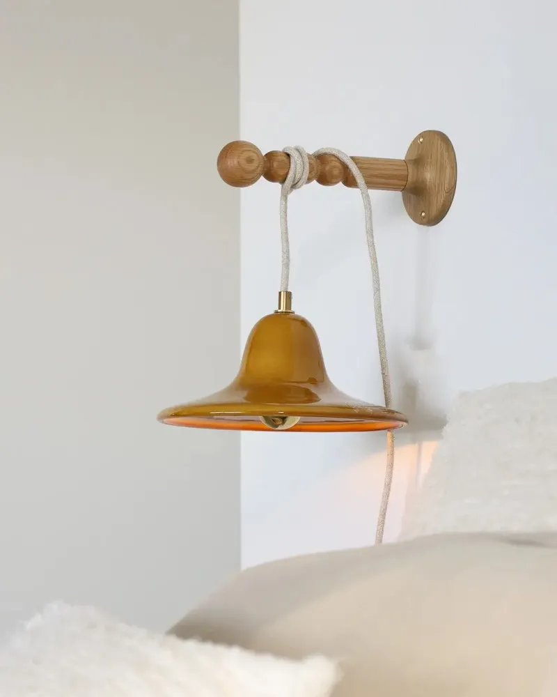 Wall lamps - Gigaro M - Glazed ceramic portable lamp Ø23 – Miel - MASAME
