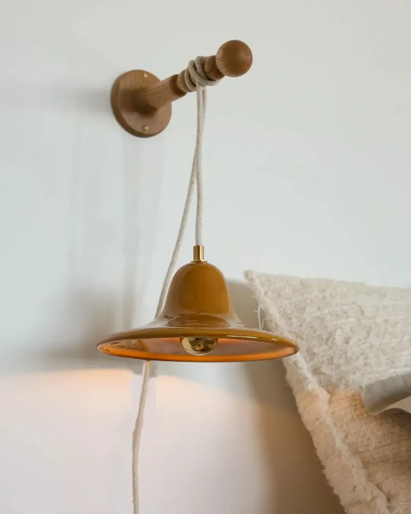 Wall lamps - Gigaro M - Glazed ceramic portable lamp Ø23 – Miel - MASAME