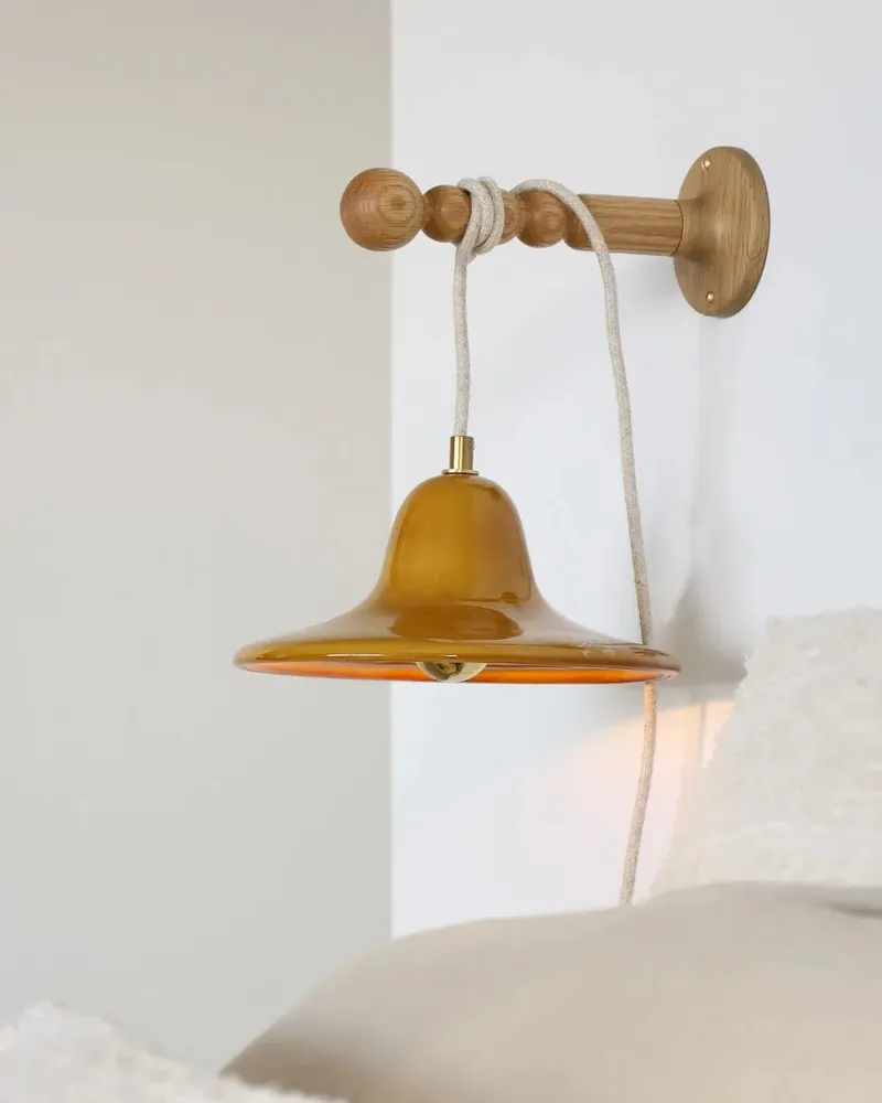 Wall lamps - Gigaro M - Glazed ceramic portable lamp Ø23 – Miel - MASAME