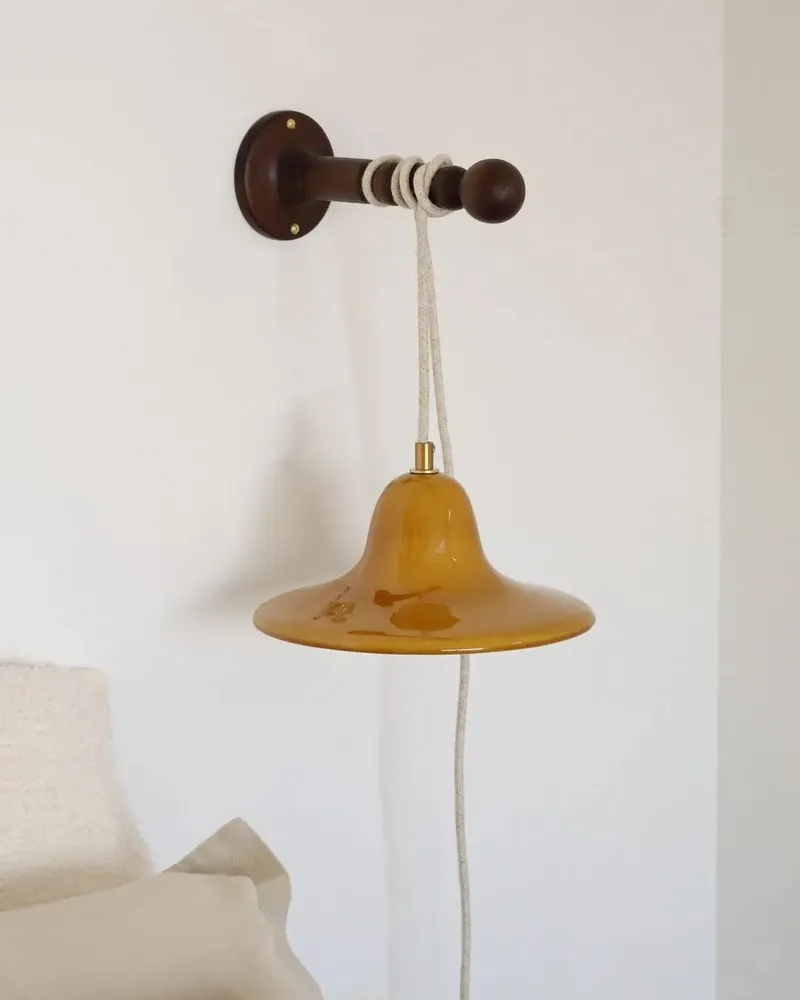 Wall lamps - Gigaro M - Glazed ceramic portable lamp Ø23 – Miel - MASAME